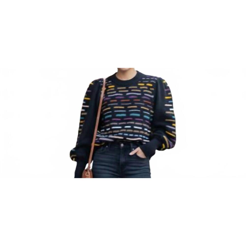 NEW KATHIE K long sleeve knit sweater in black multi